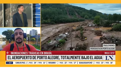 Paulo Nunes, da rdio Guaba, coopera com La Nacin, da Argentina, em cobertura de enchentes